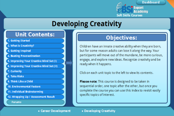 Developing Creativity - eBSI Export Academy