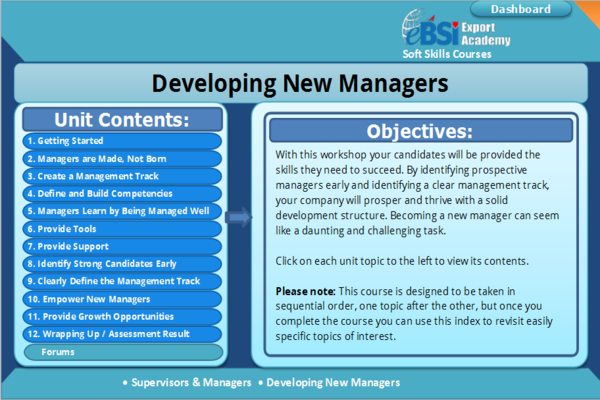 Developing New Managers - eBSI Export Academy