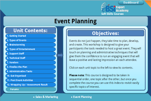 Event Planning - eBSI Export Academy