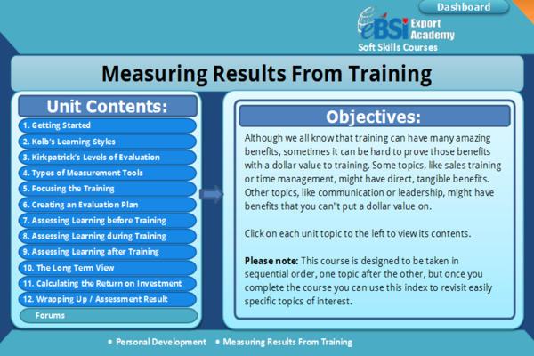 Measuring Results From Training - eBSI Export Academy