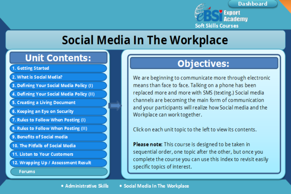 Social Media In The Workplace - eBSI Export Academy