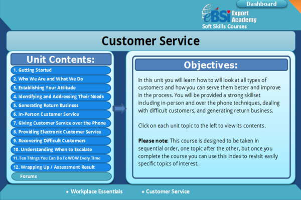 Customer Service - eBSI Export Academy