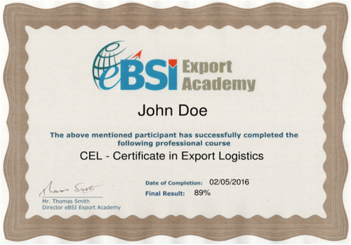 CEL - Certificate in Export Logistics - eBSI Export Academy
