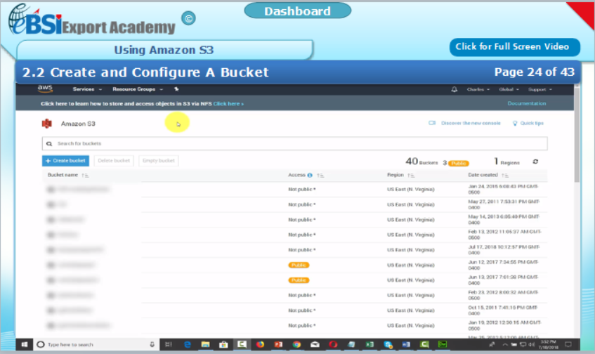 Using Amazon S3 - eBSI Export Academy