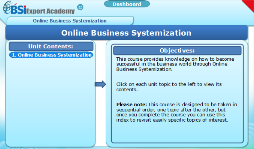 Online Business Systemization - eBSI Export Academy