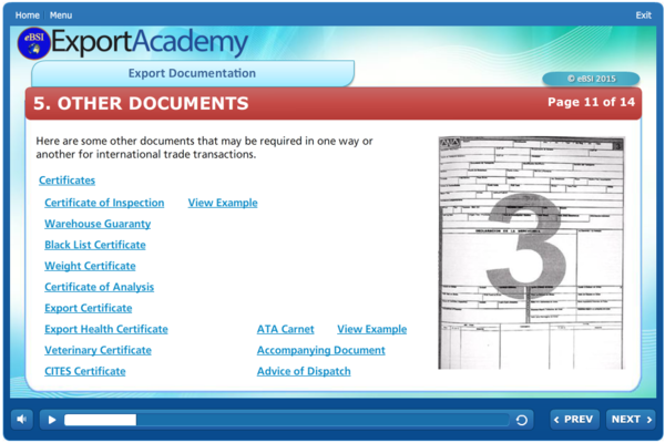 Export Documentation - eBSI Export Academy
