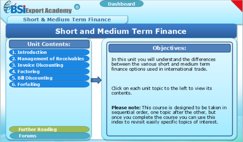 Short and Medium Term Finance - eBSI Export Academy